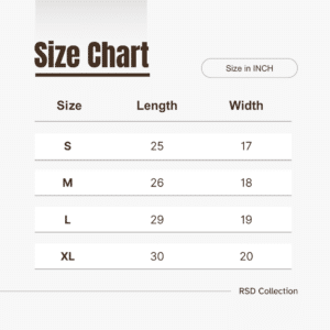 T-shirt Size Chart in Pakistan