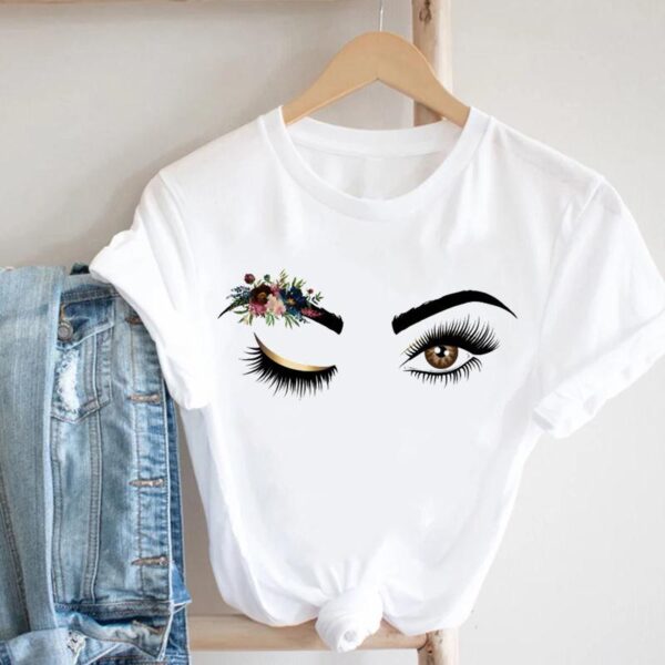 Eye Lashes Female T-shirt - Image 2