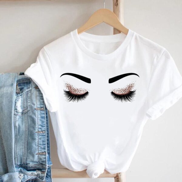 Eye Lashes Female T-shirt - Image 7
