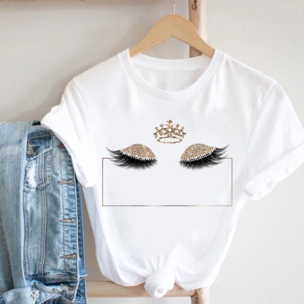 Eye Lashes Female T-shirt - Image 6
