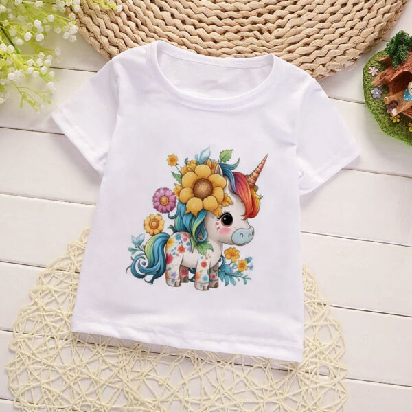 Unicorn Floral Cartoon Baby T-shirts - Image 4