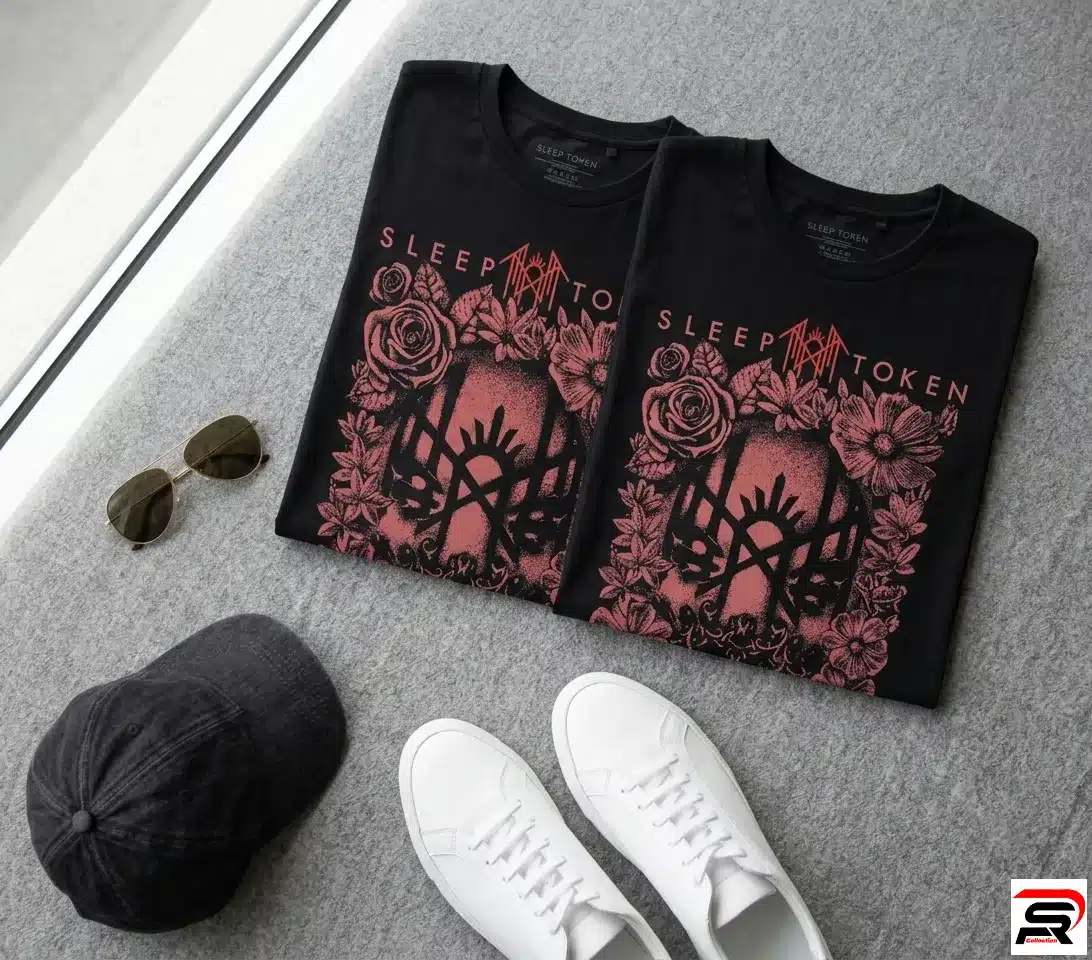 Pink Floral sleep token merch t shirt UK