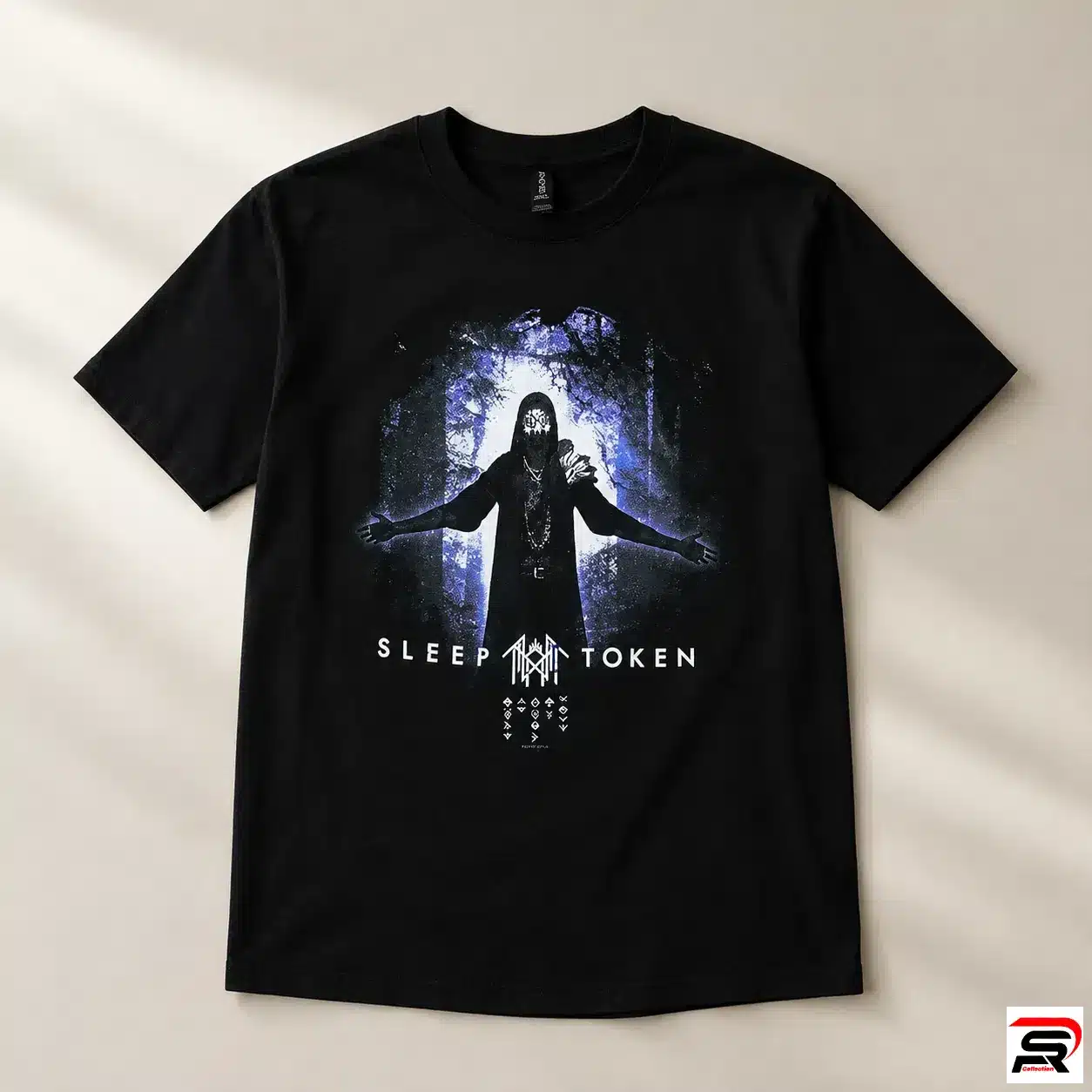 Sleep token merch t shirt with masked forest figure